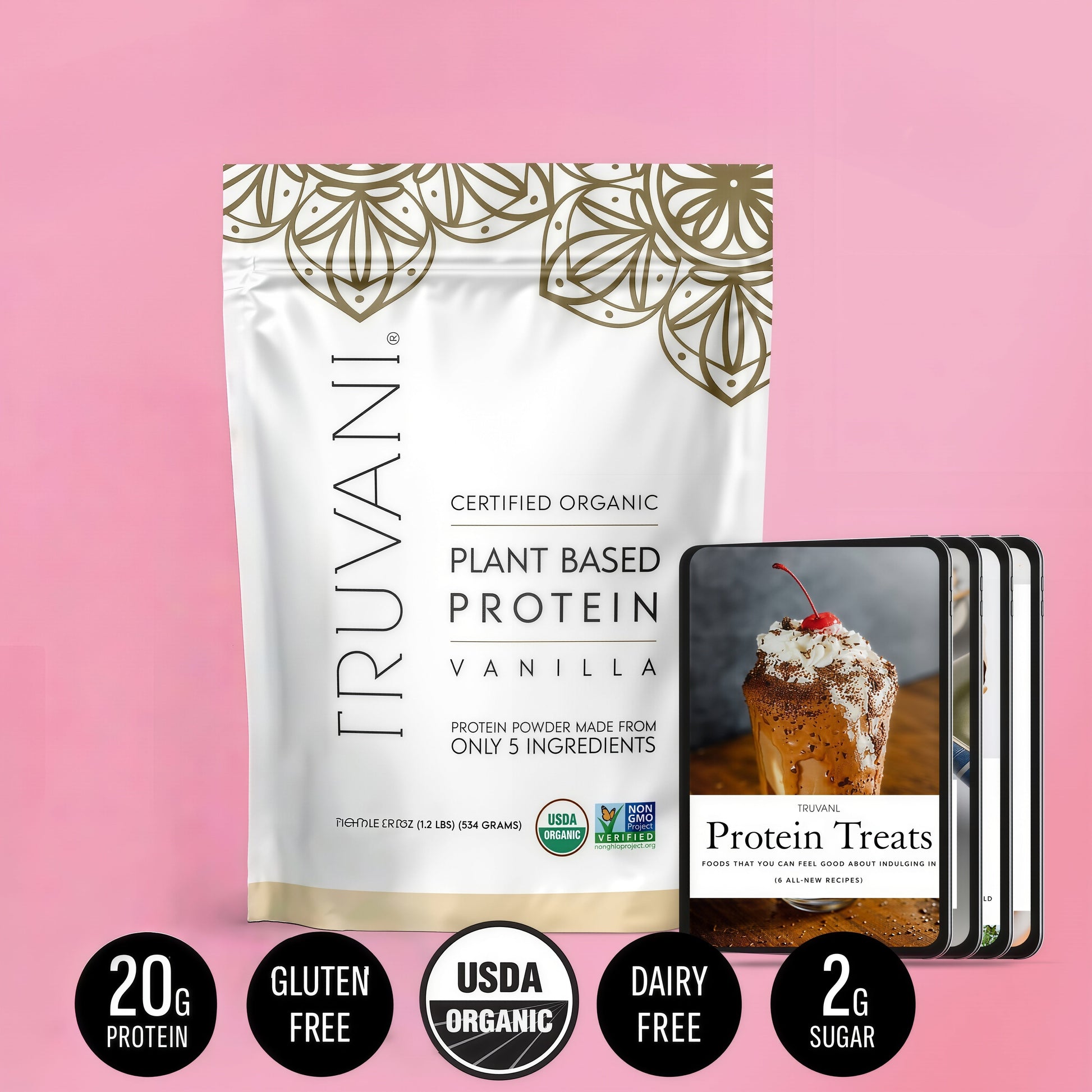 Truvani Organic Plant Based Protein Powder 20 Servings
